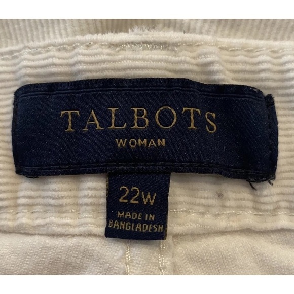 Talbots Signature Stretch Ivory Corduroy Pants Womens Size 22W - Picture 5 of 7